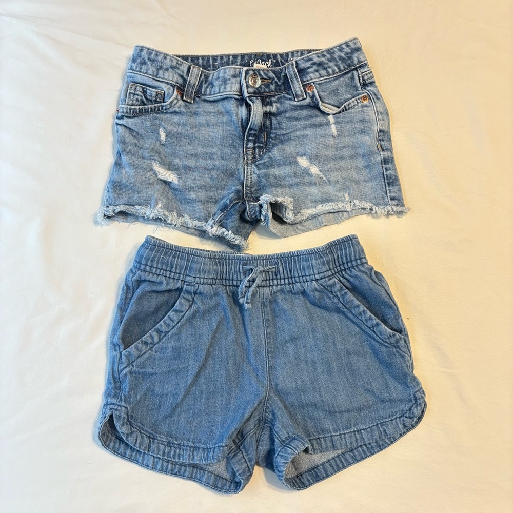 Old Navy Light Blue Denim Girls' Shorts and Cat and Jack denim shorts